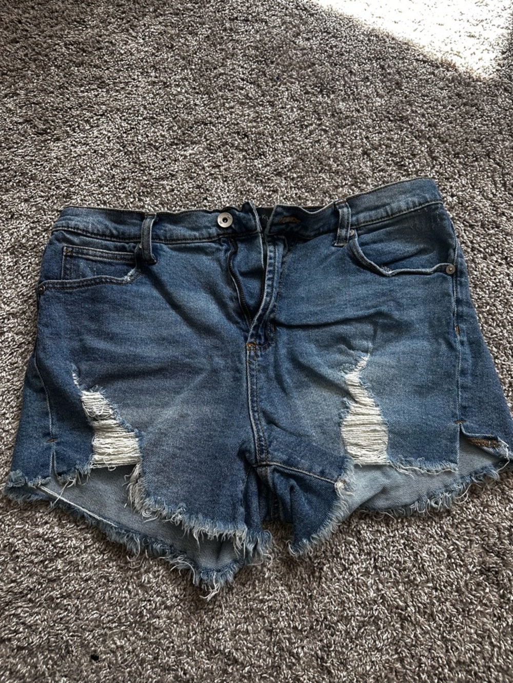 Kendall & Kylie Dark Blue Distressed Denim Shorts